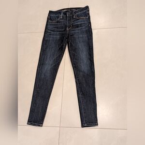 American Eagle Dark Blue Hi-Rise Jegging Next Level Stretch Size 2